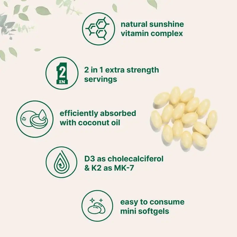 Vitamin D3 K2 Softgel Supplier - Customizable Softgel Capsule Vitamin D3+K2 Natural Ingredients Adult