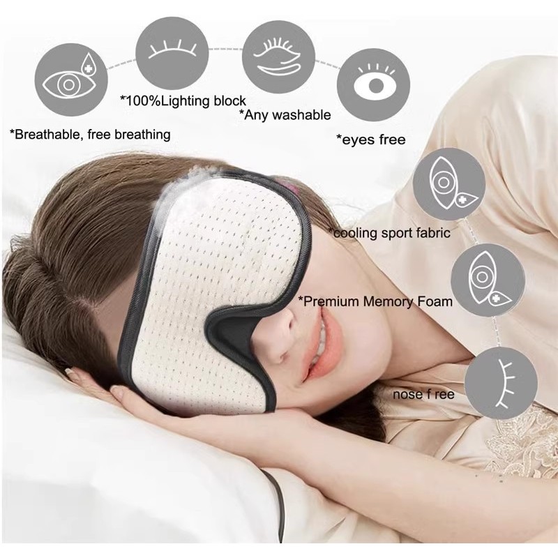 Memory Foam Eye Mask Manufacturer - 3D Contoured Memory Foam Eye Mask 100% Blackout 3D Sleeping Eye Mask