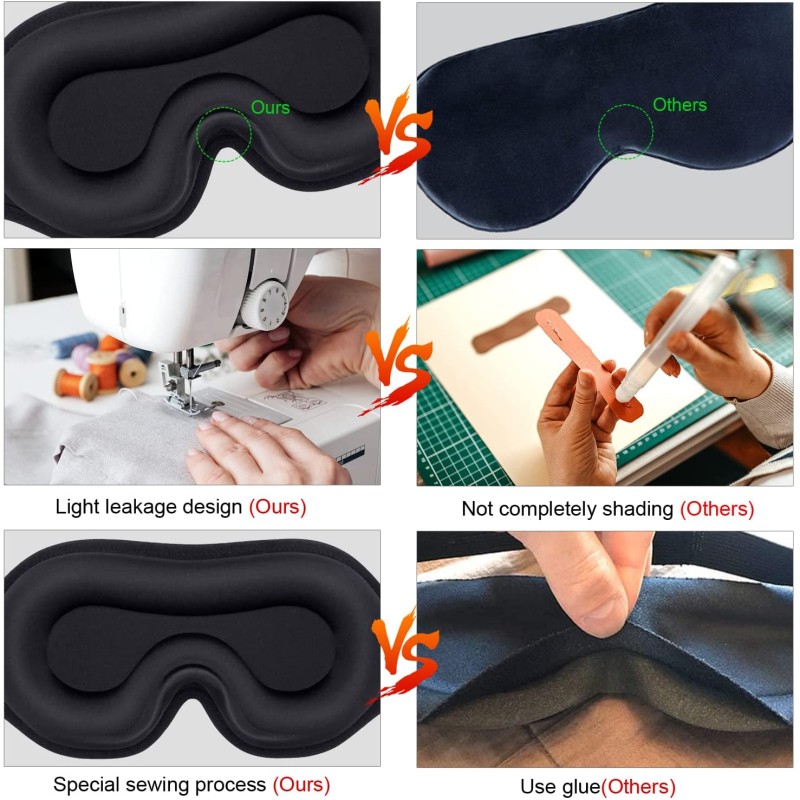 Sleep Mask Manufacturer - Custom Hot Sale Spandex Contoured Cup Blindfold Travel Night Shift 3D Sleep Mask