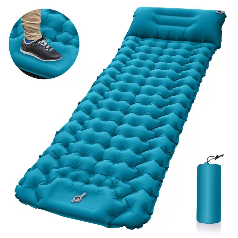 Sleeping Pad Supplier - Camping Sleeping Pad Ultralight Camping Mat with Pillow Built-in Foot Pump Inflatable