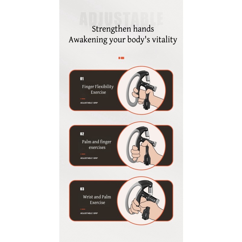 Hand Grip Factory - Adjustable Force Resistance Hand Grip Finger Arm Muscle Building Mechanical Counting Grip