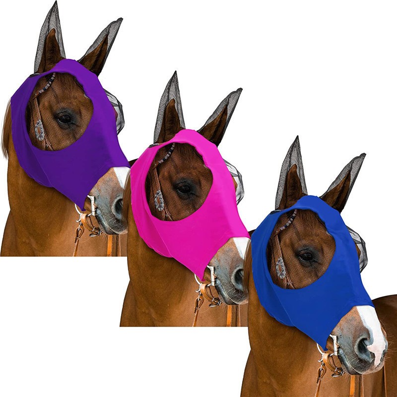 Horse Fly Mask Factory - Horse Fly Mask Breathable Anti Mosquito Fly Elastic Horse Face Cover Protection Decor
