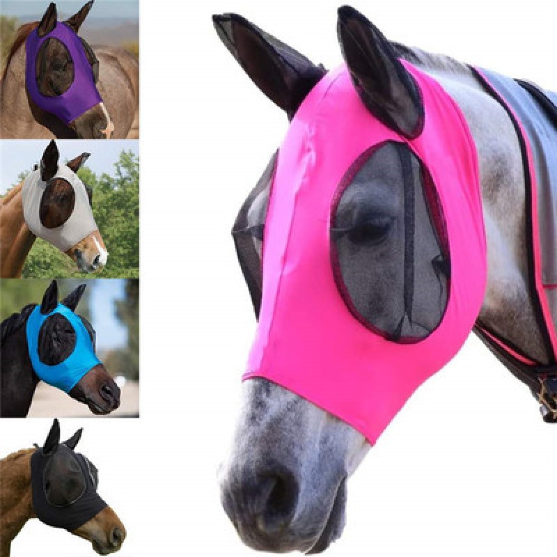 Horse Fly Mask Factory - Horse Fly Mask Breathable Anti Mosquito Fly Elastic Horse Face Cover Protection Decor