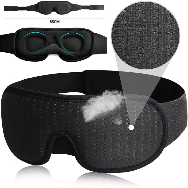 Memory Foam Eye Mask Manufacturer - 3D Contoured Memory Foam Eye Mask 100% Blackout 3D Sleeping Eye Mask