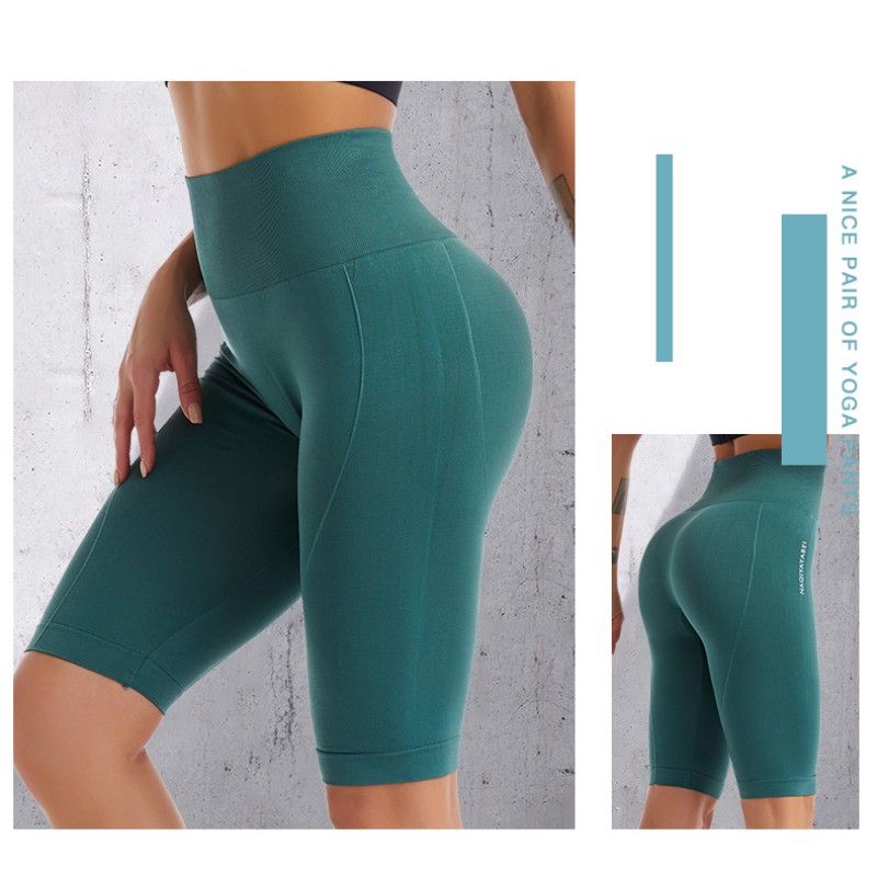 Yoga Pants Supplier - Wholesale High Waist Sweat Absorbing Fitness Five Point Yoga Pants Athletic Bottoms