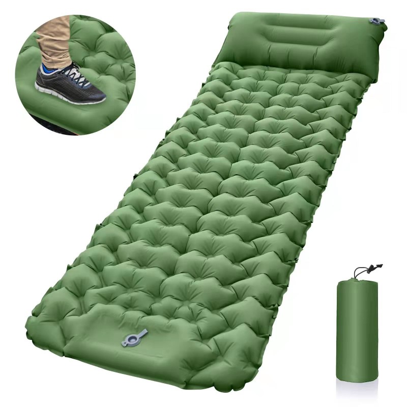 Sleeping Pad Supplier - Camping Sleeping Pad Ultralight Camping Mat with Pillow Built-in Foot Pump Inflatable