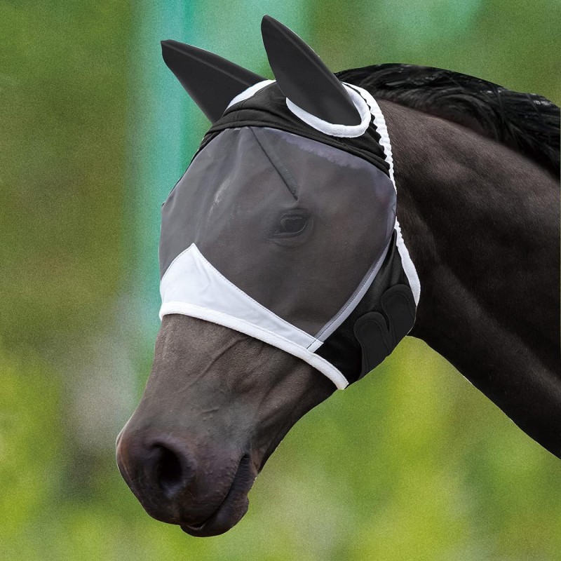 Horse Face Cover Factory - Soft Stretchy Mesh Horse Face Cover Breathable Eye Protection Fly Masks With Ears