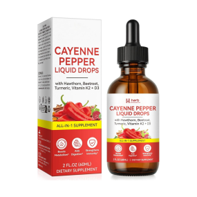 Cayenne Pepper Drops Manufacturer - OEM/ODM Liquid Supplement with Hawthorn Beet Root Turmeric Vitamin K2 & D3