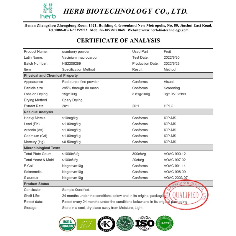 Organic Cranberry Extract Powder Manufacturer - OEM/ODM Wholesale 5% 10% 15% 25% PAC Supplement