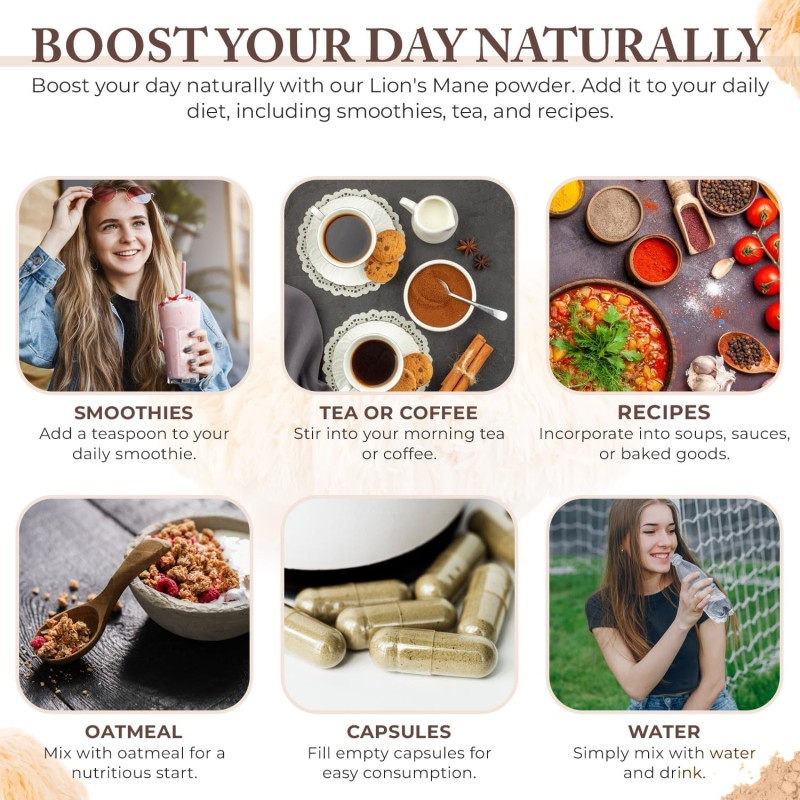 Organic Lion's Mane Mushroom Powder Manufacturer - OEM/ODM 8oz Pure Fruiting Body Superfood for Brain Focus & Immune Health (Filler-Free)