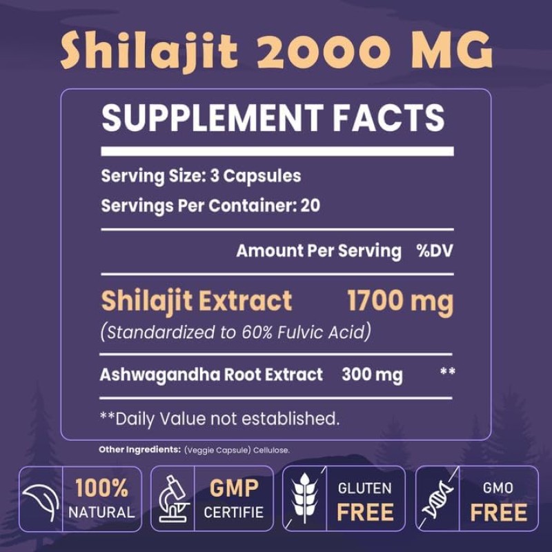 Shilajit Capsules Manufacturer - OEM/ODM Nutrition Pure Himalayan Shilajit with Fulvic Acid & Essential Minerals (Combats Fatigue)