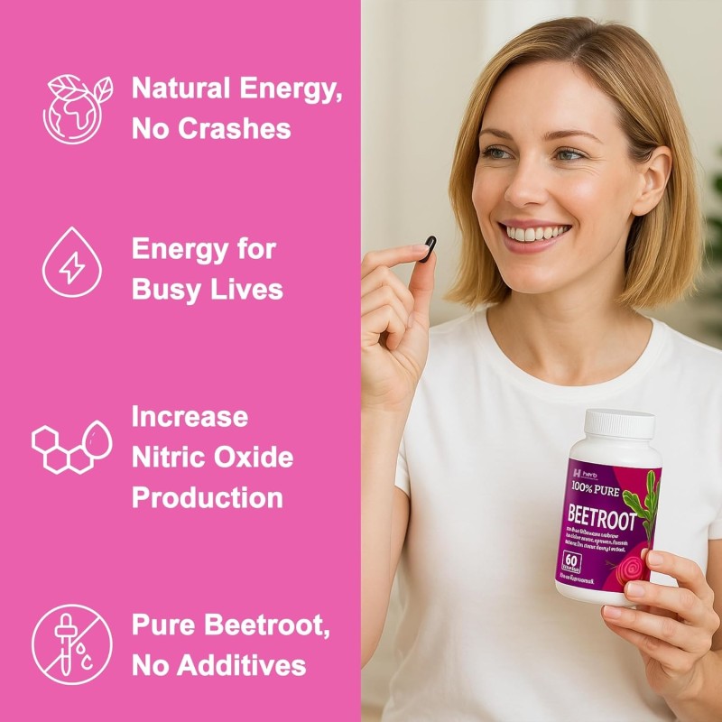 ODM/OEM Beet Root Capsules Manufacturer - Private Label Non-GMO Nitric Oxide Herbal Supplement for Adults Energy & Blood Pressure Support