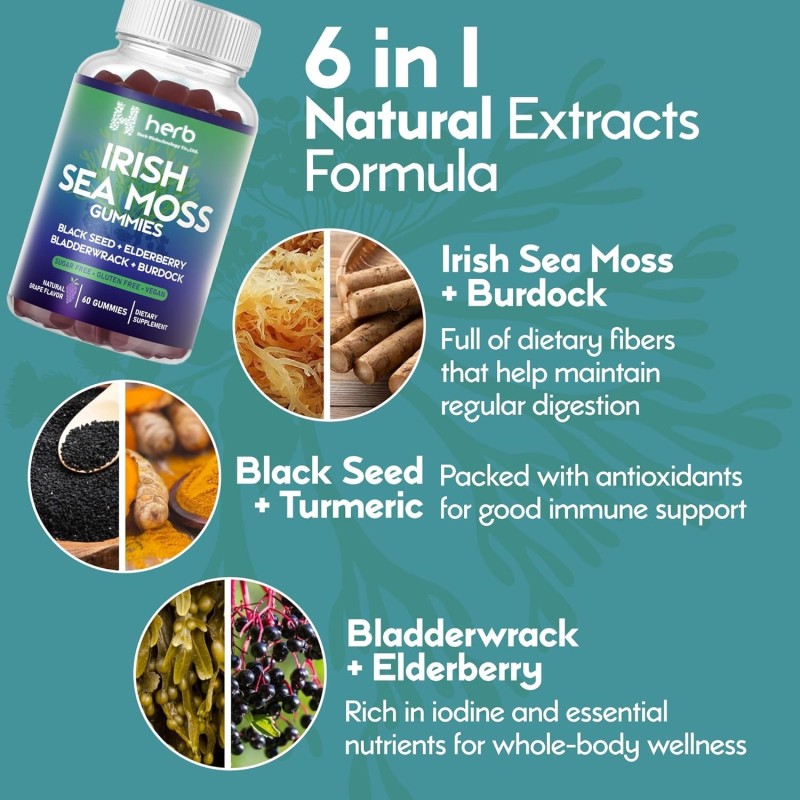 ODM/OEM Irish Sea Moss Gummies Manufacturer - Private Label Advanced Formula with Burdock Root for Immunity Gut & Energy