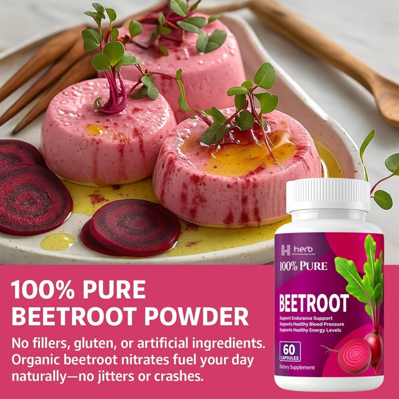 ODM/OEM Beet Root Capsules Manufacturer - Private Label Non-GMO Nitric Oxide Herbal Supplement for Adults Energy & Blood Pressure Support