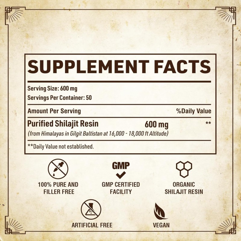 Shilajit Resin Manufacturer - OEM/ODM 800mg Gold Grade Organic Fulvic Acid Supplement (85+ Trace Minerals for Energy & Immunity)