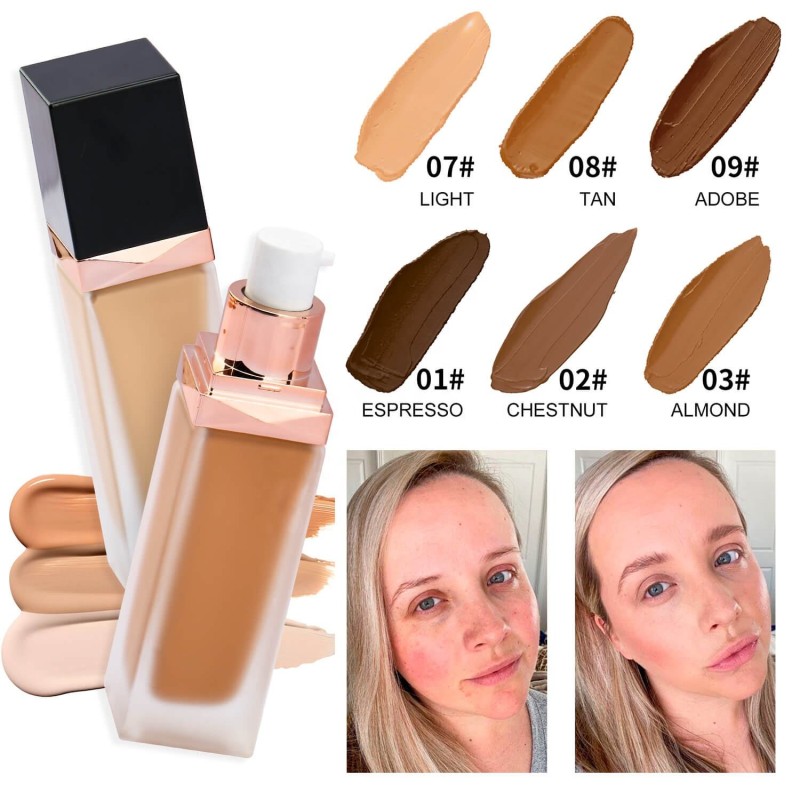 Foundation Makeup Factory - Golden Square Frosted Glass Bottle Waterproof and Matte
