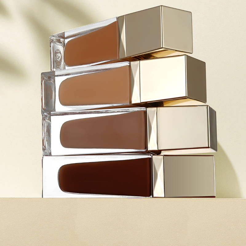 Full Coverage Foundation Manufacturer - Nude Golden Square Frosted Bottle Maquillaje Waterproof