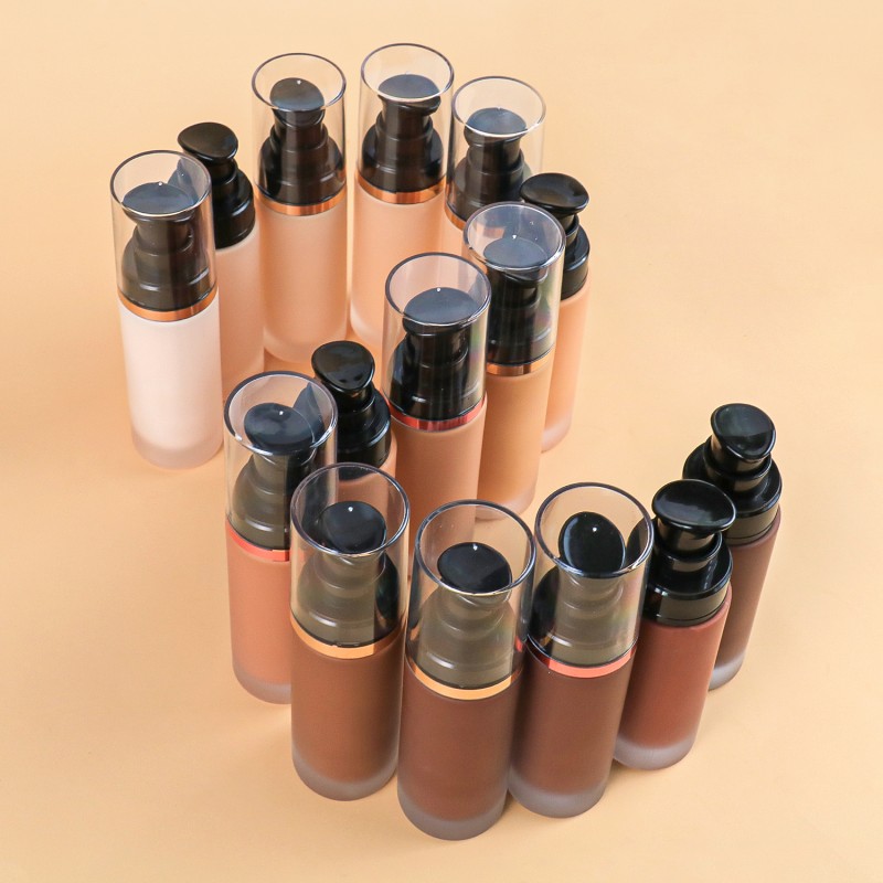 Cosmetics Liquid Foundation Manufacturer - Rose Golden Black Frosted Square Bottle Maquillaje