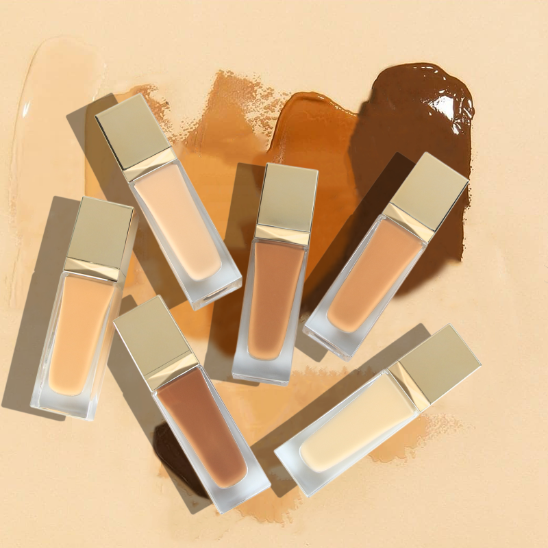 Full Coverage Foundation Manufacturer - Nude Golden Square Frosted Bottle Maquillaje Waterproof