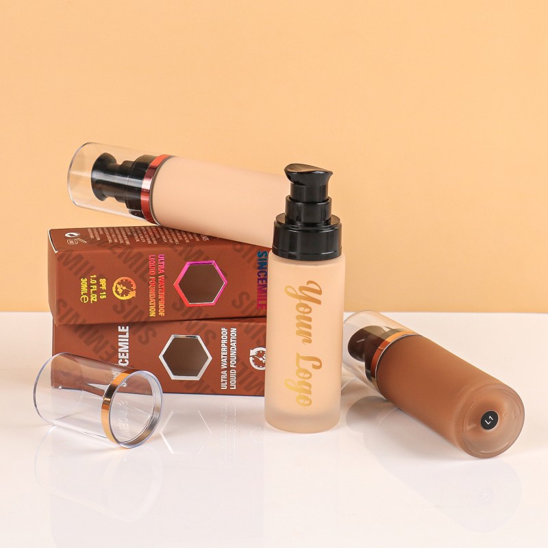 Cosmetics Liquid Foundation Manufacturer - Rose Golden Black Frosted Square Bottle Maquillaje