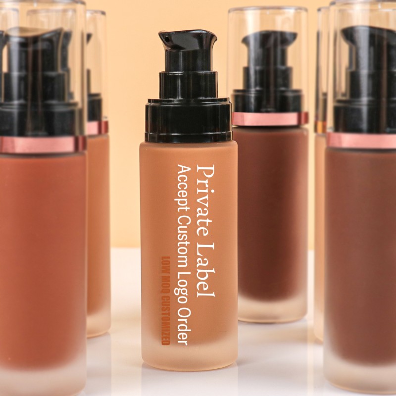 Cosmetics Liquid Foundation Manufacturer - Rose Golden Black Frosted Square Bottle Maquillaje