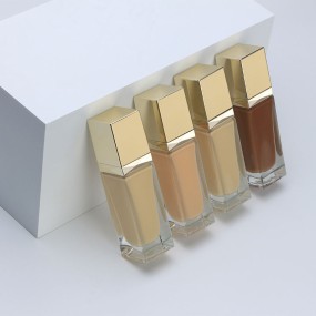 Full Coverage Foundation Manufacturer - Nude Golden Square Frosted Bottle Maquillaje Waterproof