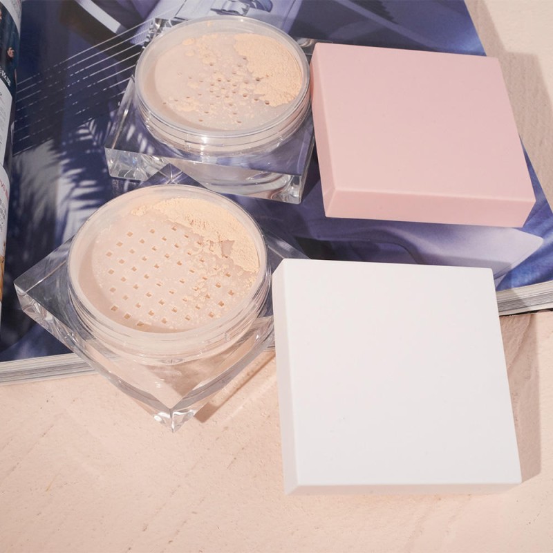 Pearl Powder Manufacturer - White Square with Puff Beauty Personal Care No Logo