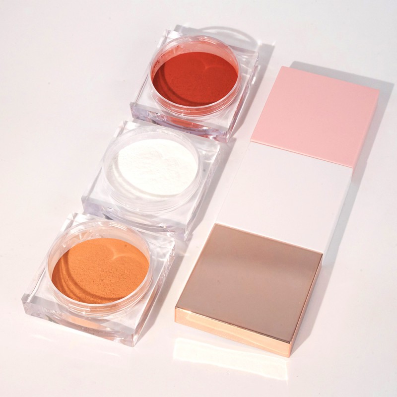 Pearl Powder Manufacturer - White Square with Puff Beauty Personal Care No Logo