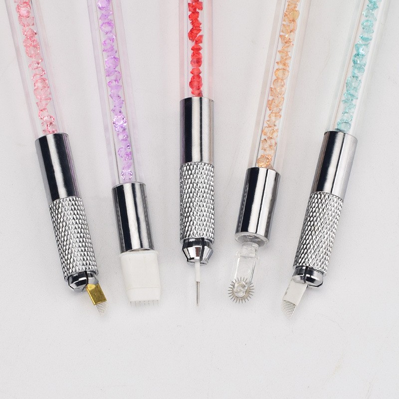 Manual Tattoo Pen Factory - Double Head Colorful Crystal Micblading Eyebrow Lips Pen