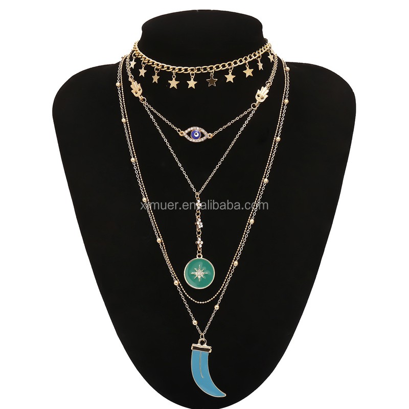 Gold Necklace Manufacturer - Hot Sale Gold Charm Necklace Multi Layer Jewelry Necklace