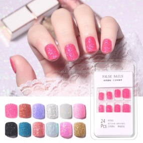 False Nail Art Supplier - New Arrival Full Cover Artificial Designed Press on Nails Shiny Glitter