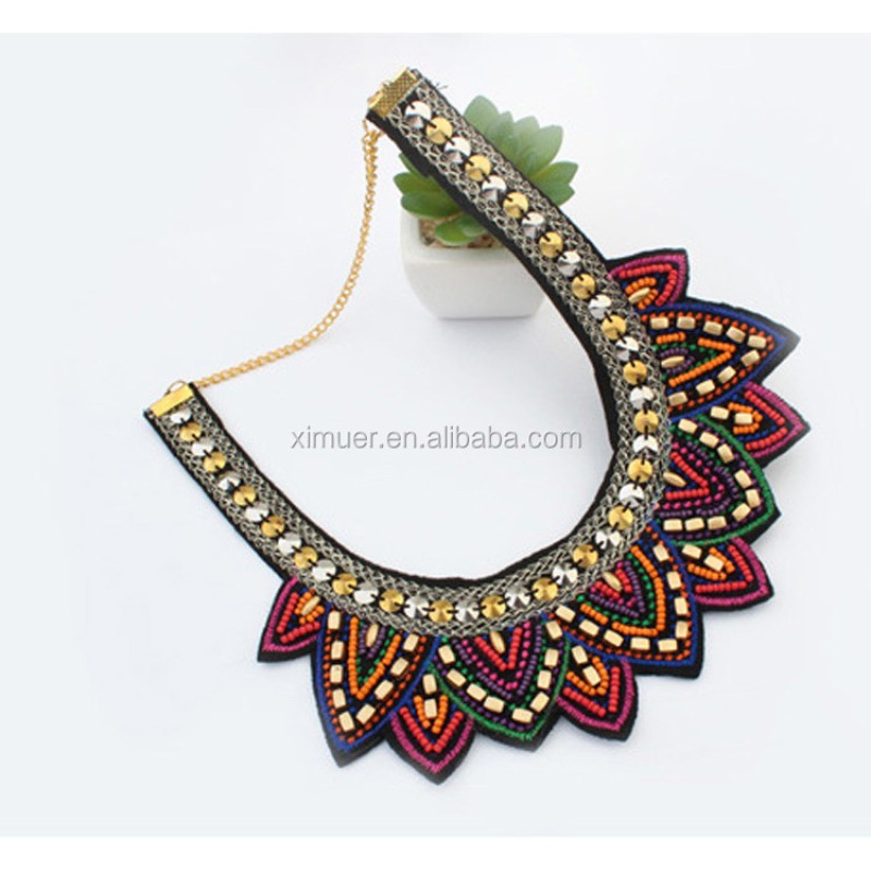 Sequins Necklace Manufacturer - Handmade Western Exaggerated Sequins Fake Collar Necklace