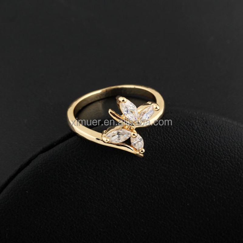 Crystal Butterfly Ring Manufacturer - Popular Latest Gold Crystal Butterfly Ring Design