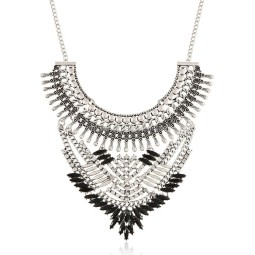 Bib Necklace Supplier - Latest Alloy Design Women Big Bib Rhinestone Necklace