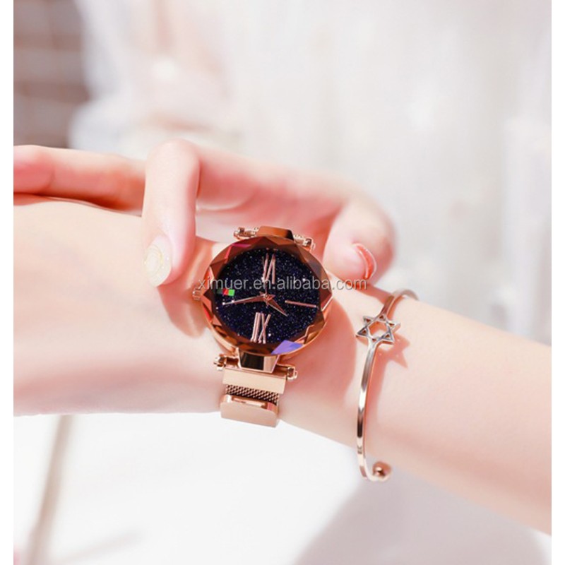 Quartz Watches Supplier - Ladies Magnetic Starry Sky Clock Luxury Women Quartz Watches