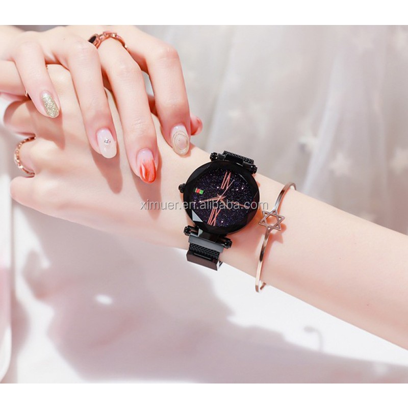 Quartz Watches Supplier - Ladies Magnetic Starry Sky Clock Luxury Women Quartz Watches