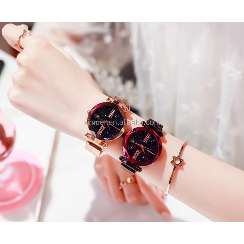 Quartz Watches Supplier - Ladies Magnetic Starry Sky Clock Luxury Women Quartz Watches