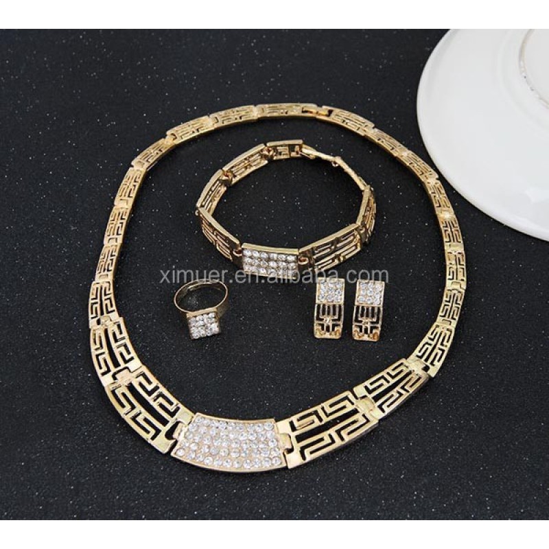 Gold Jewelry Set Supplier - Latest Dubai 18k Plated Gold Jewelry Set Indian Style