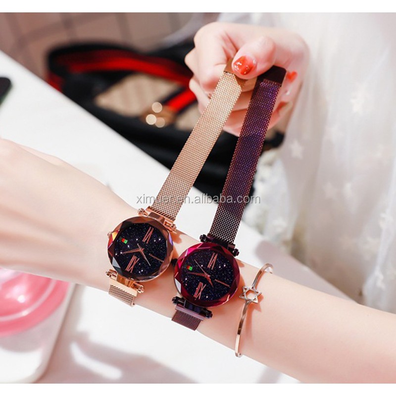 Quartz Watches Supplier - Ladies Magnetic Starry Sky Clock Luxury Women Quartz Watches