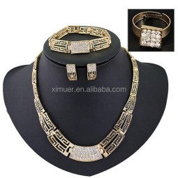 Gold Jewelry Set Supplier - Latest Dubai 18k Plated Gold Jewelry Set Indian Style