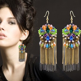 Long Drop Earrings Manufacturer - Wholesale Luxury Women Long Drop Crystal Earrings