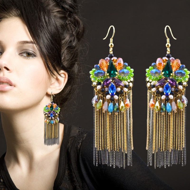 Long Drop Earrings Manufacturer - Wholesale Luxury Women Long Drop Crystal Earrings