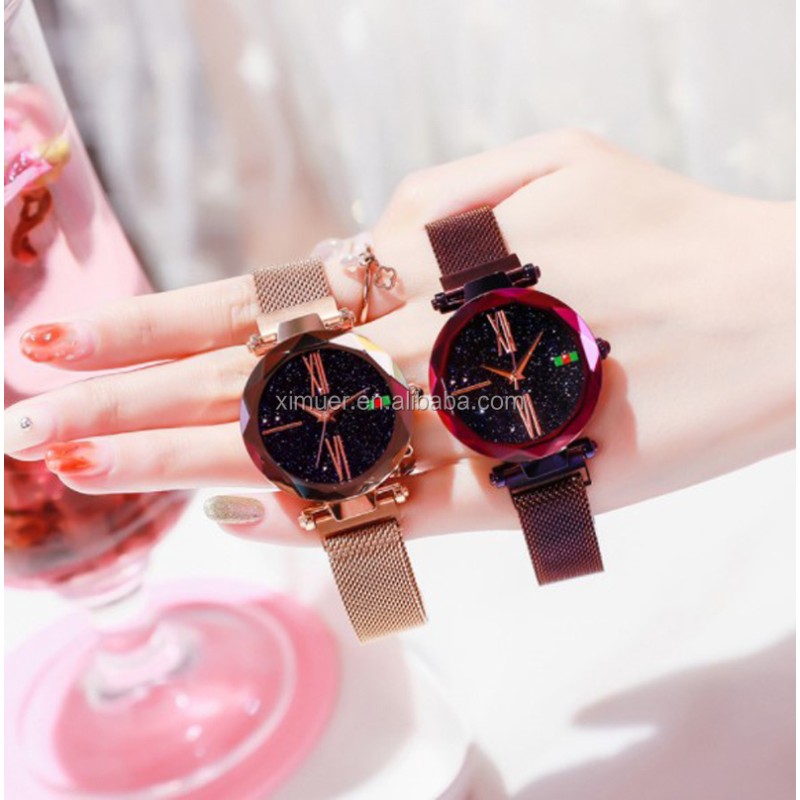 Quartz Watches Supplier - Ladies Magnetic Starry Sky Clock Luxury Women Quartz Watches