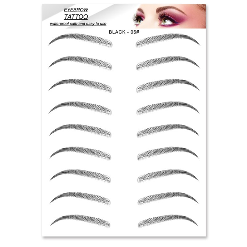 Eyebrow Sticker Supplier - 9 Designs Black Brown Hair-like Water Transfer Waterproof Tattoo