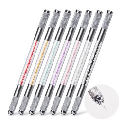 Manual Tattoo Pen Factory - Double Head Colorful Crystal Micblading Eyebrow Lips Pen