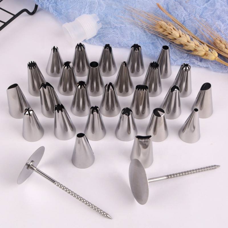 Icing Piping Nozzles Supplier - Kitchen Cake Decorating Tool New Stainless Steel with Turntable Christmas Gift