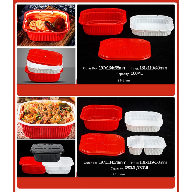 Food Warmer Container Manufacturer - Fast Shipping Self Heating Hot Pot Rice Noodles Box with Inner Tray Food Grade PP