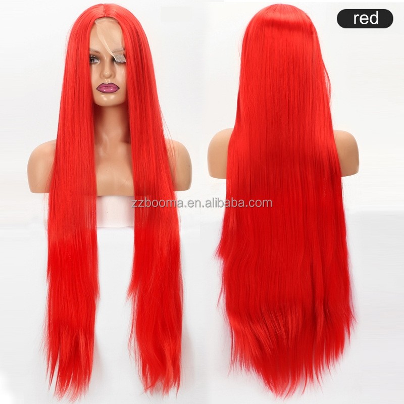 Synthetic Hair Wigs Supplier - Xuchang Middle Part 40 Inch Bone Straight Vietnam Wig Long Straight Lace Front
