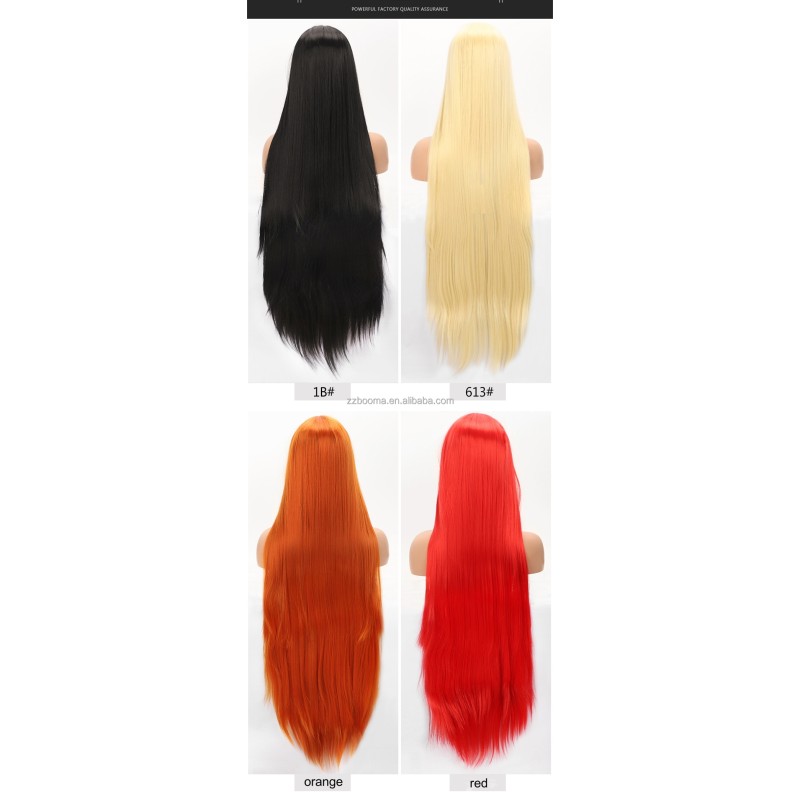 Synthetic Hair Wigs Supplier - Xuchang Middle Part 40 Inch Bone Straight Vietnam Wig Long Straight Lace Front
