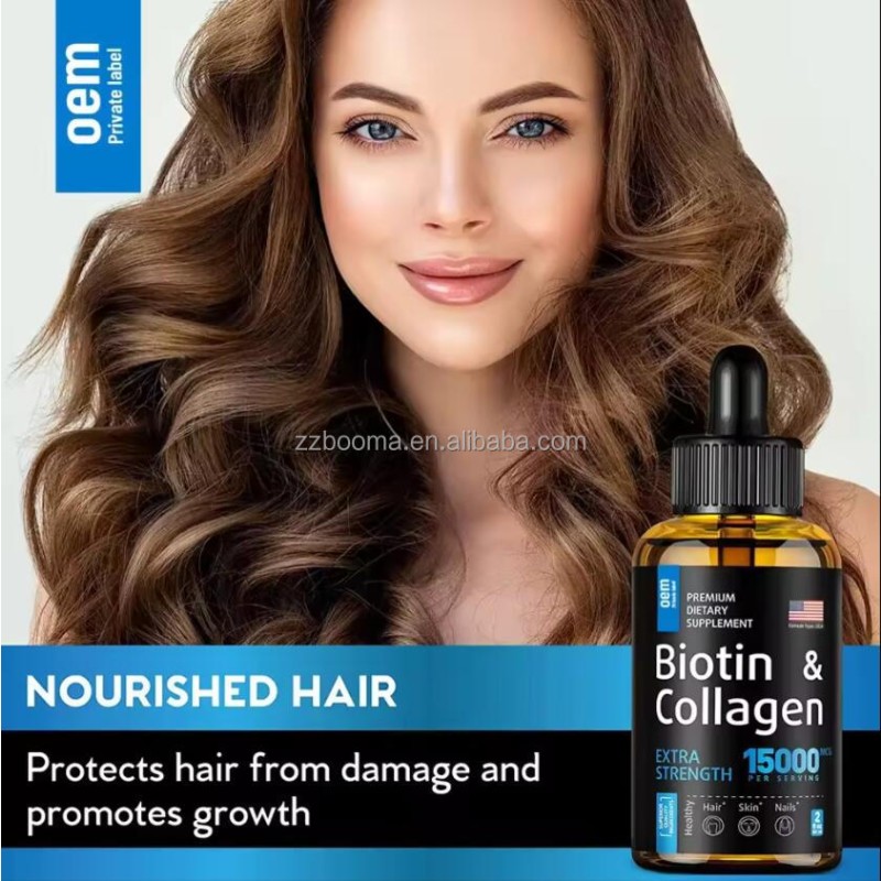 Biotin Liquid Drops Factory - OEM Private Label Biotin Collagen Skin Whitening Hair Growth Supports